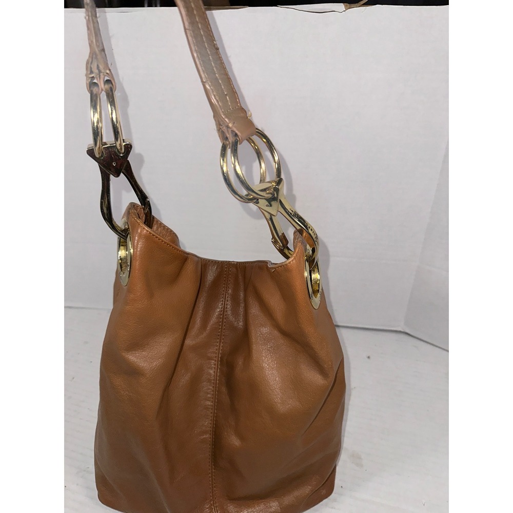 JPK Paris 75 Cognac Brown Pebbled Leather HoboBag Gold Hardware Slouchy Shoulder